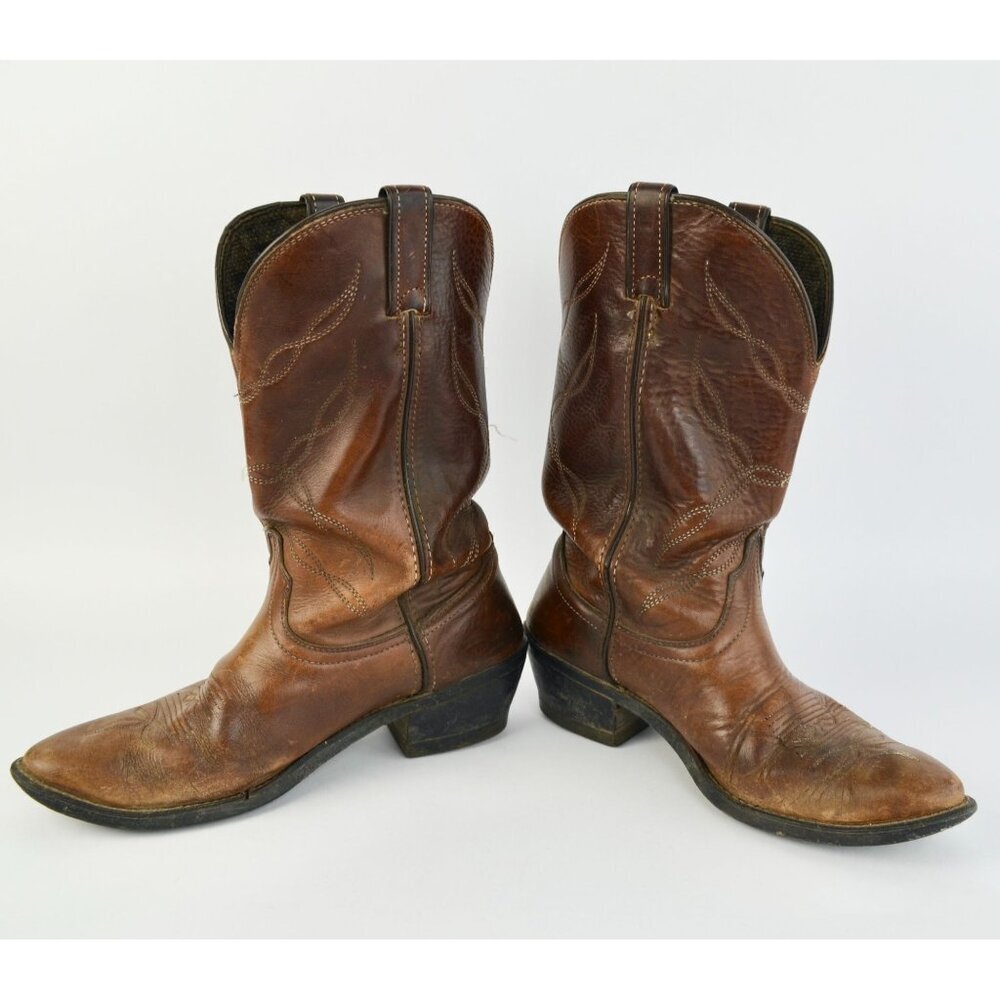 Vintage Vulcan Men's Brown Leather Cowboy Boots - Picture 7 of 8